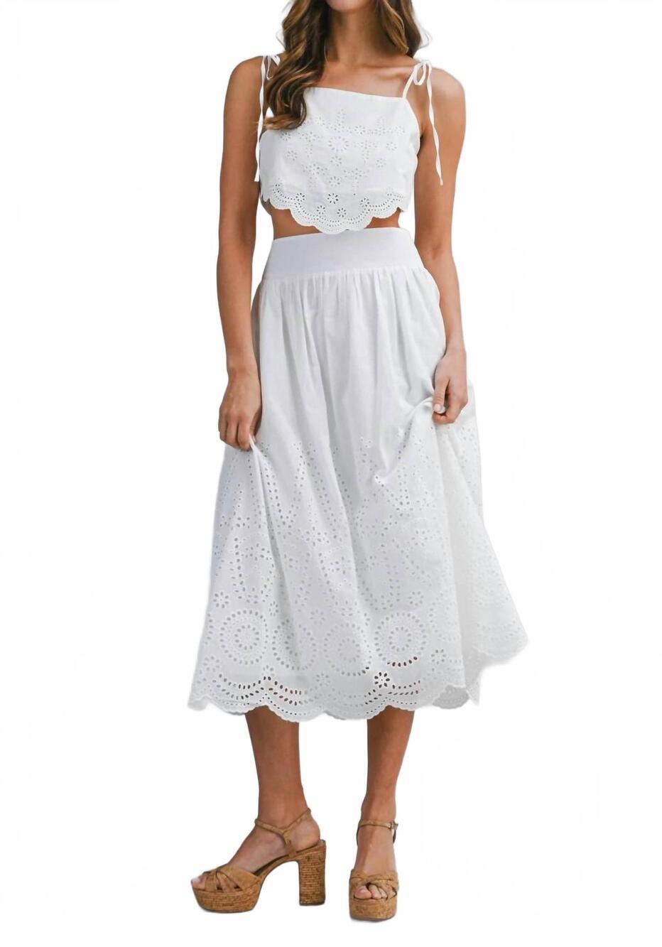 NEW MABLE lola eyelet maxi set in white